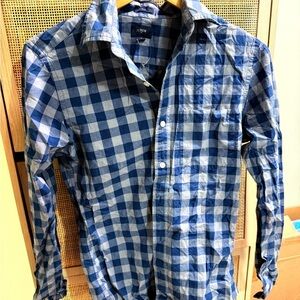 J. Crew Men's Blue Checkered Shirt